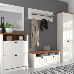 Alzata per credenza 130x111h cm 9 vani con vetrina bianco frassinato rovere Provenza