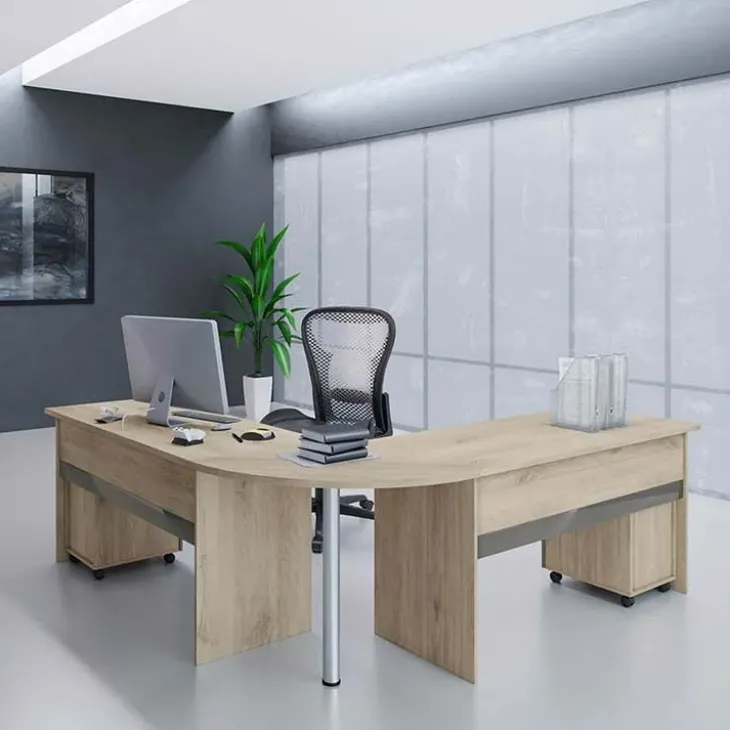 Angolo 99x60cm per scrivania rovere antracite lucido Time