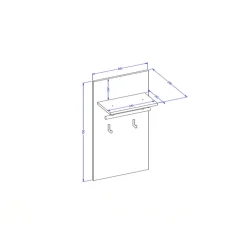 Appendiabiti a parete 40x70h cm con mensola rovere Lolla