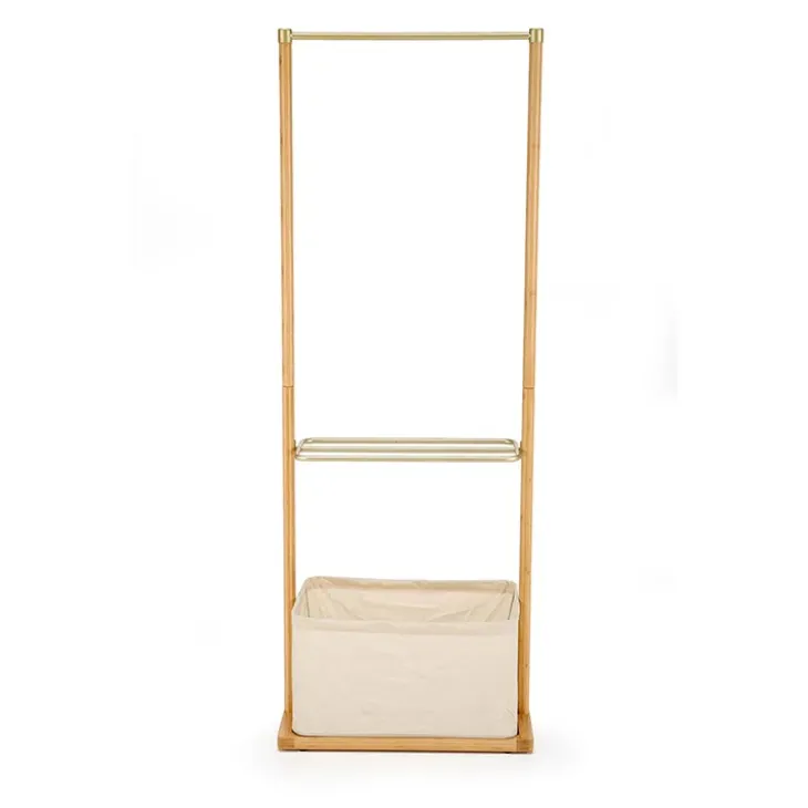Appendiabiti da ingresso 60x166h cm in bambù tessuto beige oro Yasu