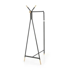 Appendiabiti da ingresso 91x165h cm moderno in acciaio nero rovere Shira