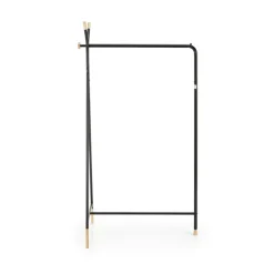 Appendiabiti da ingresso 91x165h cm moderno in acciaio nero rovere Shira