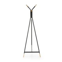 Appendiabiti da ingresso 91x165h cm moderno in acciaio nero rovere Shira