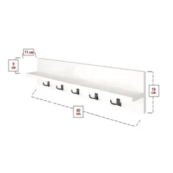 Appendiabiti da parete 80x18cm con mensola bianco Makira