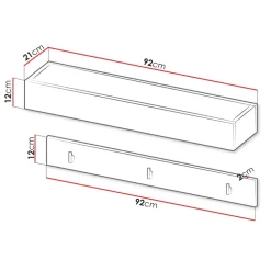 Appendiabiti da parete 92x12h cm bianco Accent