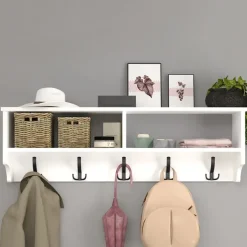 Appendiabiti da parete 120x37h cm con vani bianco Fionia