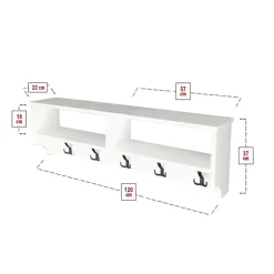 Appendiabiti da parete 120x37h cm con vani bianco Fionia