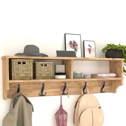 Appendiabiti da parete 120x37h cm con vani rovere rustico Fionia