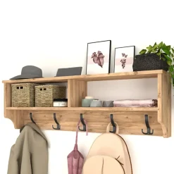 Appendiabiti da parete 120x37h cm con vani rovere rustico Fionia