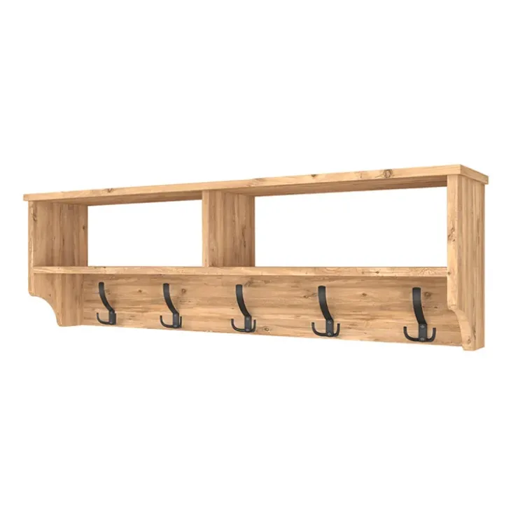 Appendiabiti da parete 120x37h cm con vani rovere rustico Fionia