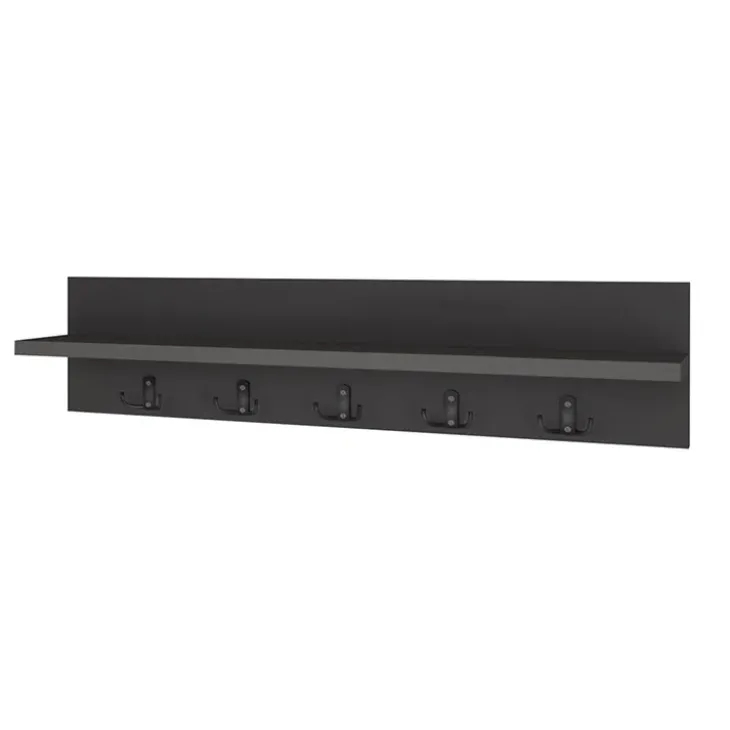 Appendiabiti da parete 80x18h cm con mensola antracite Makira