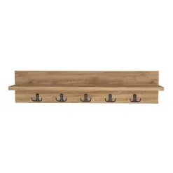 Appendiabiti da parete 80x18h cm con mensola rovere rustico Makira