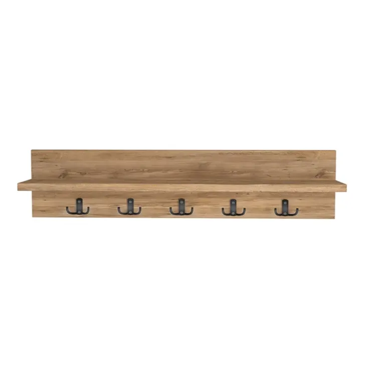 Appendiabiti da parete 80x18h cm con mensola rovere rustico Makira