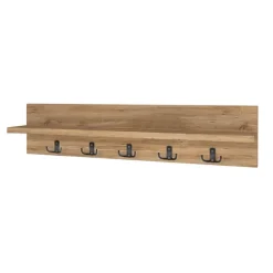 Appendiabiti da parete 80x18h cm con mensola rovere rustico Makira