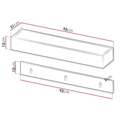 Appendiabiti da parete 92x12h cm grigio Accent