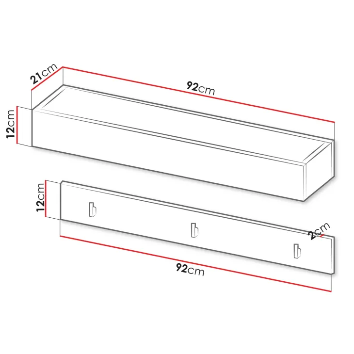 Appendiabiti da parete 92x12h cm grigio Accent