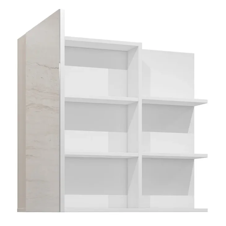 Armadietto bagno con specchio 78x71h cm 1 anta 3 mensole bianco lucido Linda