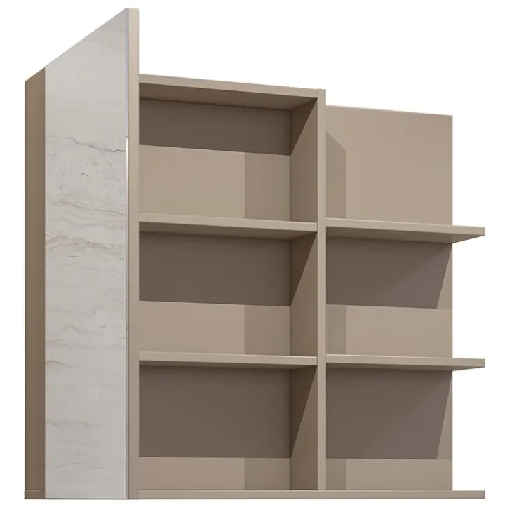 Armadietto bagno con specchio 78x71h cm 1 anta 3 mensole tortora Linda