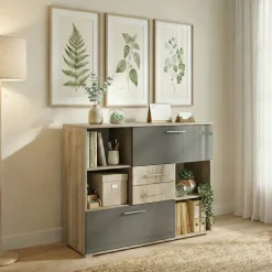 Armadietto multiuso 120x106h cm rovere antracite lucido Time V