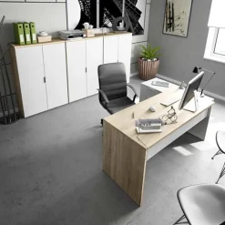 Armadietto ufficio 80x119h cm 2 ante rovere bianco opaco Work
