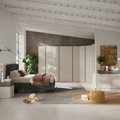 Armadio angolare 393x240h cm 10 ante battenti beige cashmere antracite Blossy