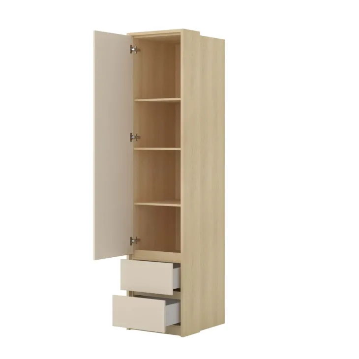 Armadio angolare 235x215h cm 8 ante 10 cassetti beige cashmere rovere Elvira