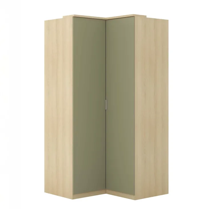 Armadio angolare 234x215h cm 8 ante 10 cassetti verde salvia rovere Elvira