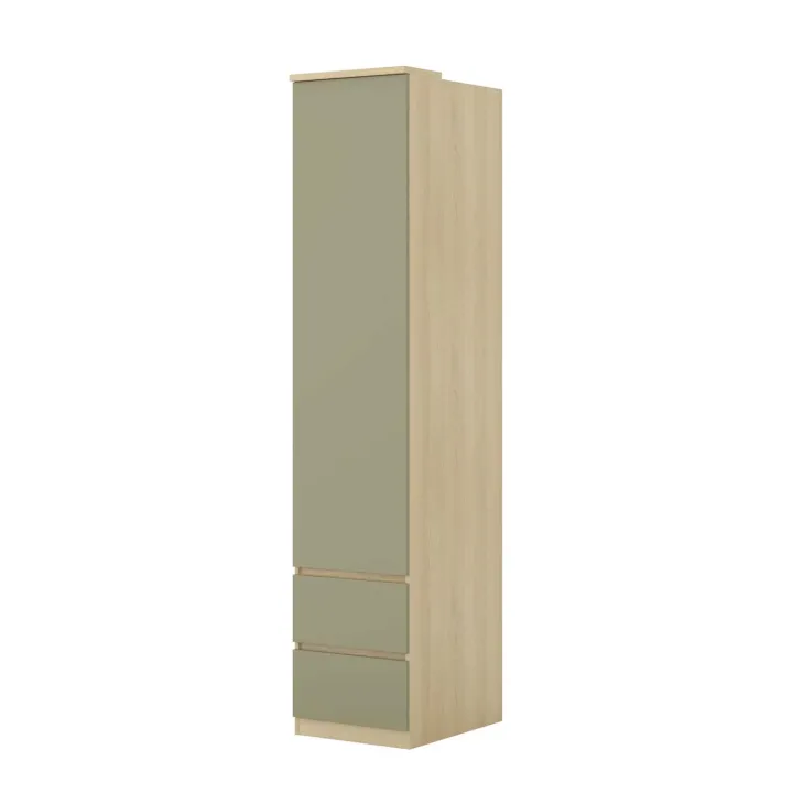 Armadio angolare 234x215h cm 8 ante 10 cassetti verde salvia rovere Elvira