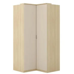 Armadio angolare 109x215h cm 2 ante moderno beige cashmere rovere Elvira