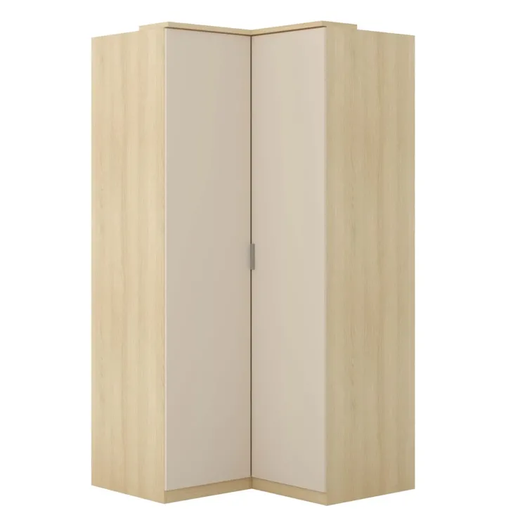 Armadio angolare 109x215h cm 2 ante moderno beige cashmere rovere Elvira