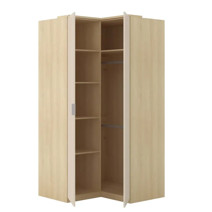 Armadio angolare 109x215h cm 2 ante moderno beige cashmere rovere Elvira