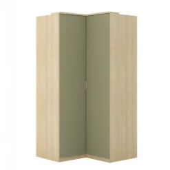 Armadio angolare 109x215h cm 2 ante moderno verde salvia rovere Elvira