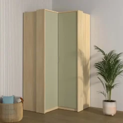 Armadio angolare 109x215h cm 2 ante moderno verde salvia rovere Elvira
