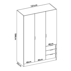 Armadio angolare 214x184h cm con ante e cassetti legno rovere Juan