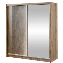 Armadio cannettato 203x215h cm 2 ante scorrevoli rovere bianco Ciang