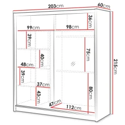 Armadio cannettato 203x215h cm 2 ante scorrevoli rovere bianco Ciang