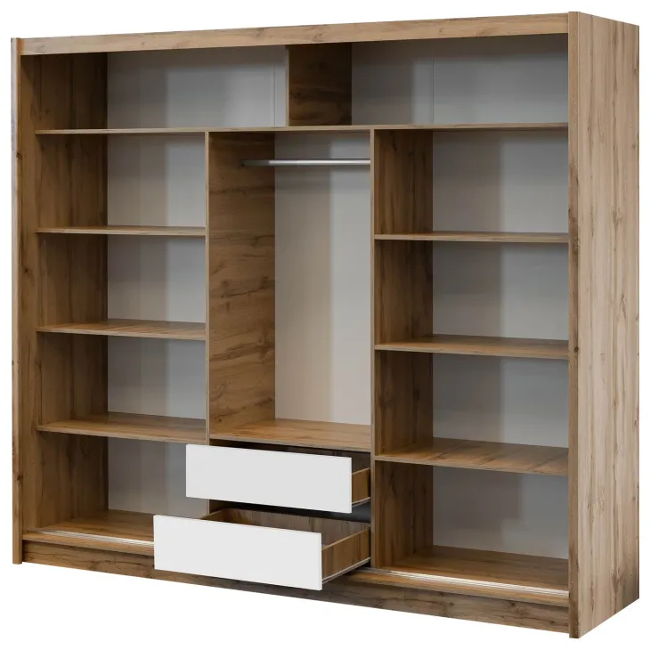 Armadio cannettato 250x215h cm 3 ante scorrevoli rovere bianco Ciang