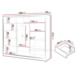 Armadio cannettato 250x215h cm 3 ante scorrevoli rovere bianco Ciang