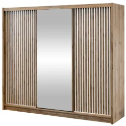 Armadio cannettato 250x215h cm 3 ante scorrevoli rovere bianco Ciang
