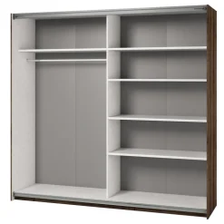 Armadio con specchio 221x210h cm 2 ante scorrevoli rovere scuro Lisbona Gihome®