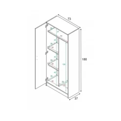 Armadio ingresso 73x180h cm 2 ante battenti multiuso bianco opaco Corie