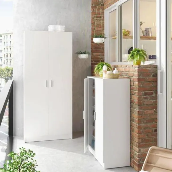 Armadio ingresso 73x180h cm 2 ante battenti multiuso bianco opaco Corie