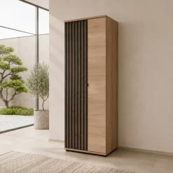 Armadio ingresso 60x202h cm cannettato rovere nero Berlino