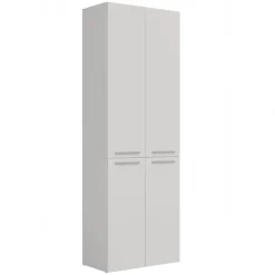 Armadio lavanderia 60x174h cm con cesto porta biancheria e 3 ante bianco Grangy