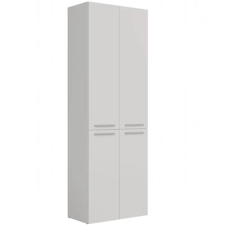 Armadio lavanderia 60x174h cm con cesto porta biancheria e 3 ante bianco Grangy