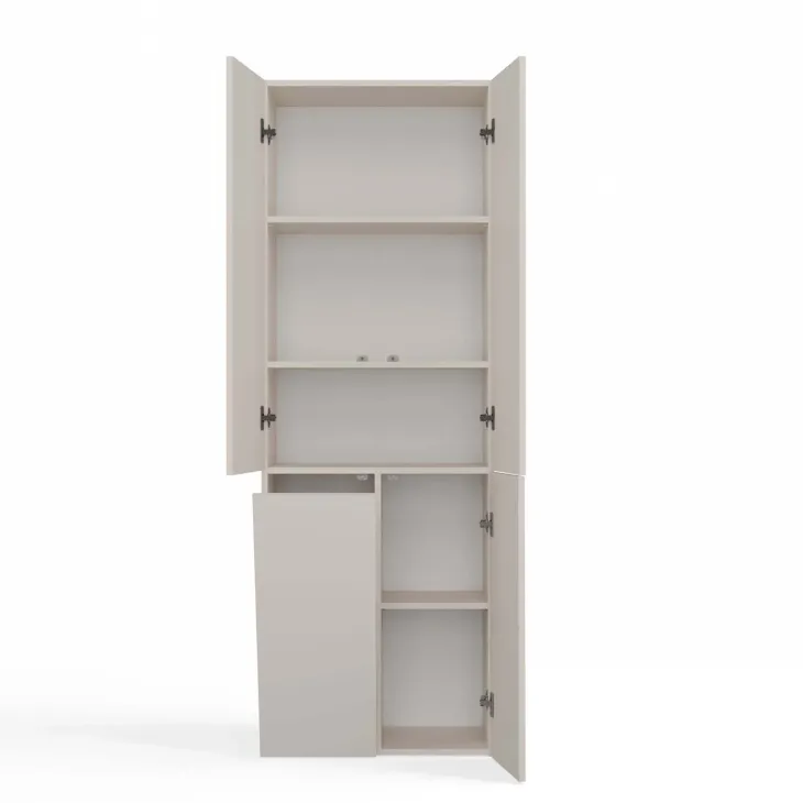 Armadio lavanderia 60x174h cm con cesto porta biancheria e 3 ante beige cashmere Melanie