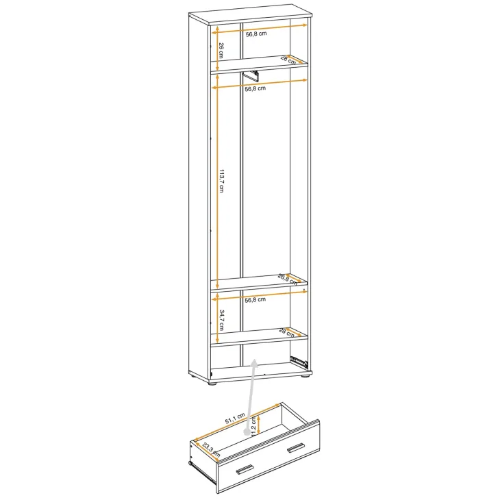 Armadio multiuso ingresso 60x203h cm 2 ante rovere sonoma California Gihome®