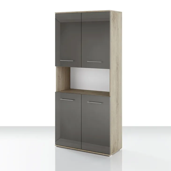 Armadio multiuso 80x176h cm 4 ante rovere antracite lucido Time U