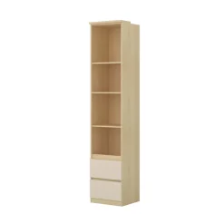 Armadio per cameretta 251x215h cm con scrivania beige cashmere rovere Elvira