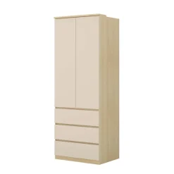 Armadio per cameretta 251x215h cm con scrivania beige cashmere rovere Elvira